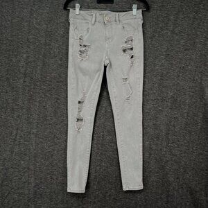 American Eagle Outfitters Gray Distressed Jeggings